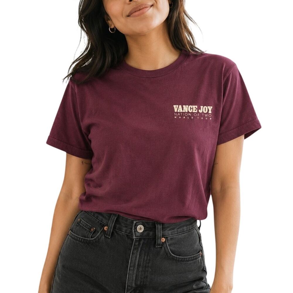 Vance Joy Nation of Two 2018 Tour Maroon Band Tee Size Small